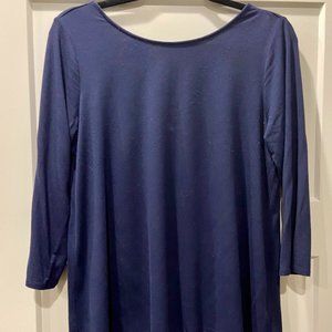 Lilly Pulitzer 3/4 Sleeve Shirt with Open Straps in Back, Navy Blue, Large
